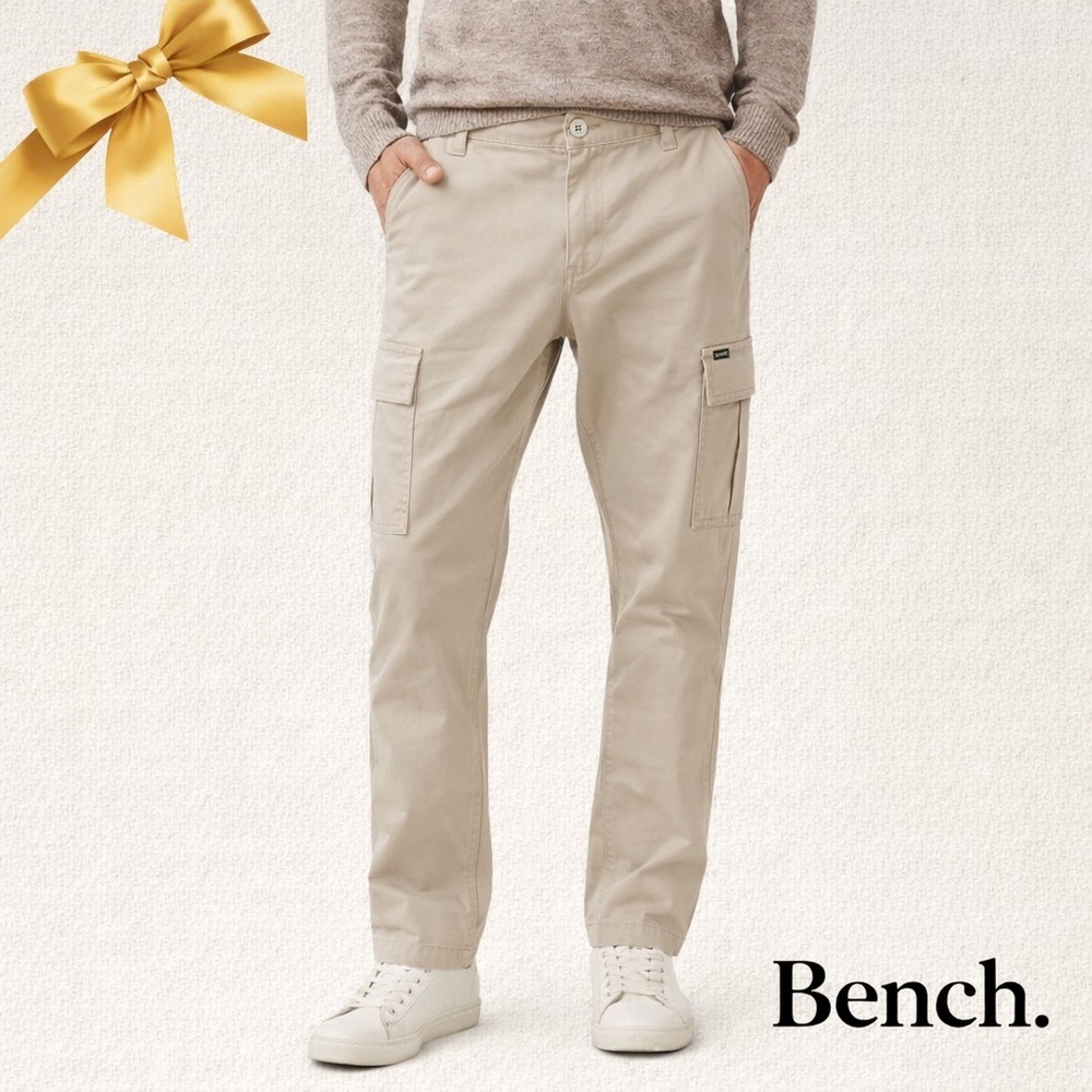 Bench Urbanwear Beige Cargo Pants 38x32 Stretch Cotton NWT